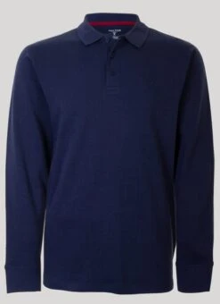 Navy Long Sleeve Polo Top