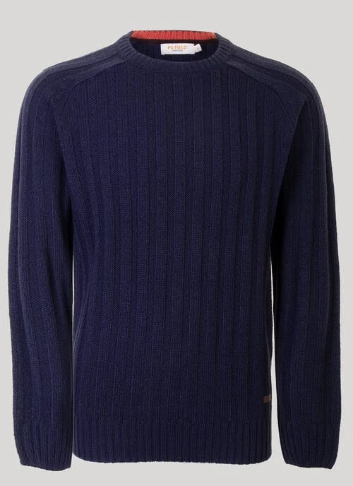 Navy Crew Neck Rib Jumper 1 Navy Crew Neck Rib Jumper