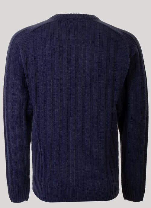 Navy V Neck Rib Jumper 2 Navy V Neck Rib Jumper - Image 2