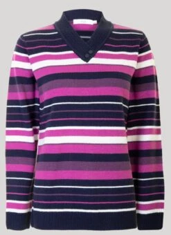 V Neck Striped Jumper