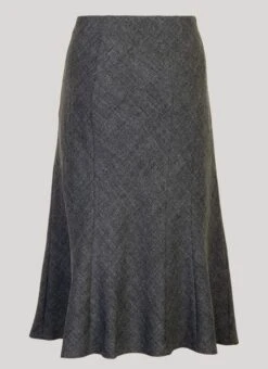Grey Textured Lined Skirt 27"