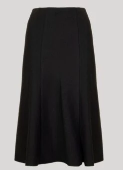 Black Textured Lined Skirt 27"