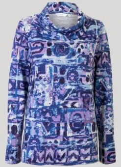 Blue Print Cowl Neck Top