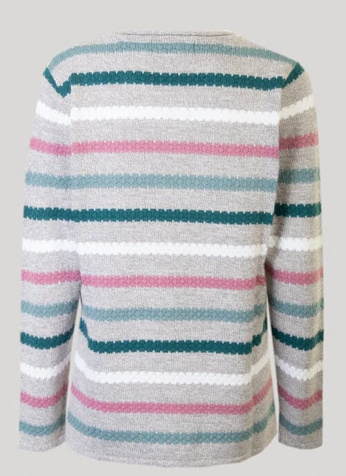 Grey Textured Stripe Jumper 2 Grey Textured Stripe Jumper - Image 2