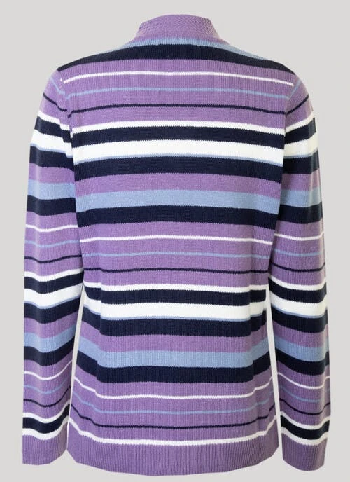 Lilac V Neck Stripe Jumper 2 Lilac V Neck Stripe Jumper - Image 2