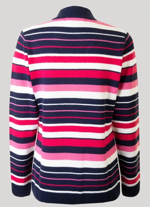 Pink V Neck Striped Jumper 2 Pink V Neck Striped Jumper - Image 2