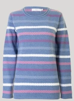 Blue Textured Stripe Jumper