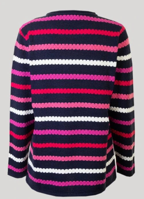 Pink Textured Stripe Jumper 2 Pink Textured Stripe Jumper - Image 2