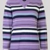Lilac V Neck Stripe Jumper
