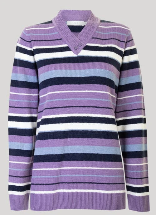 Lilac V Neck Stripe Jumper 1 Lilac V Neck Stripe Jumper