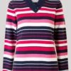 Pink V Neck Striped Jumper