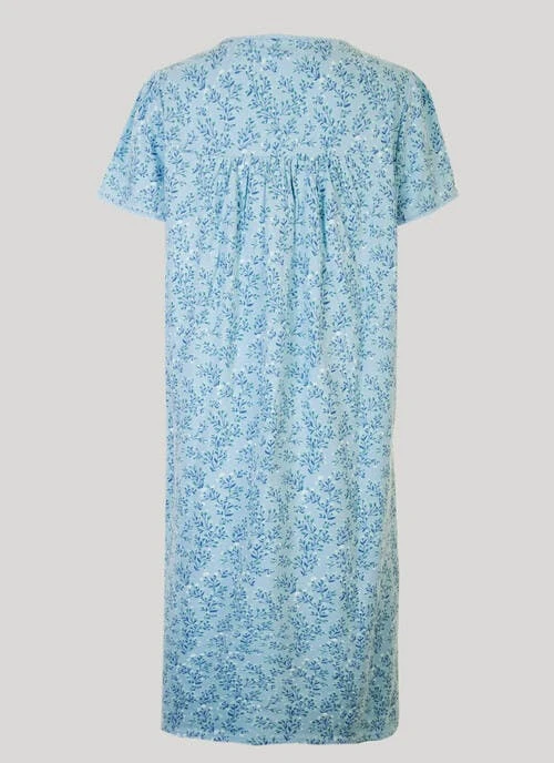 Blue Floral Print Nightie 2 Blue Floral Print Nightie - Image 2
