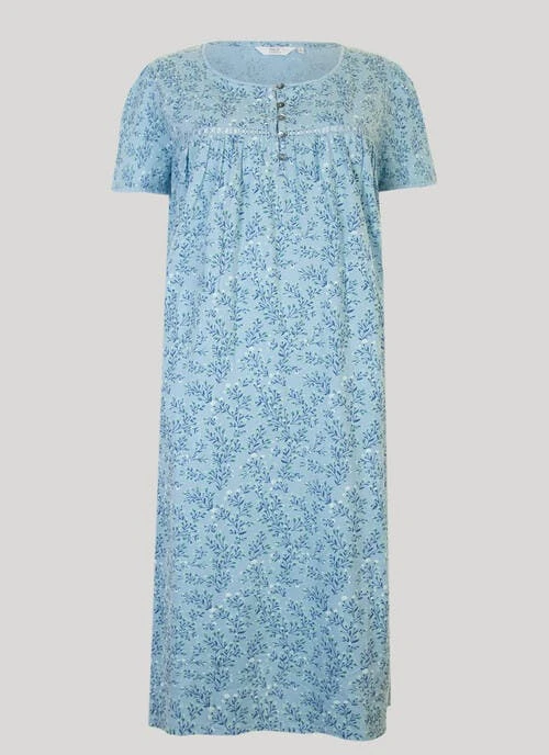 Blue Floral Print Nightie 1 Blue Floral Print Nightie