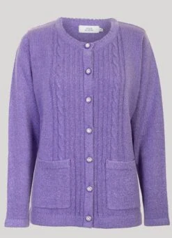 Purple Crew Neck Cardigan