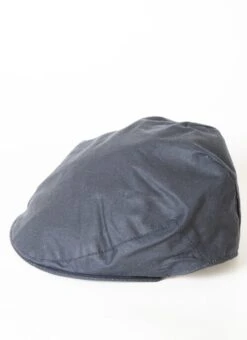 Navy Wax Cotton Flat Cap
