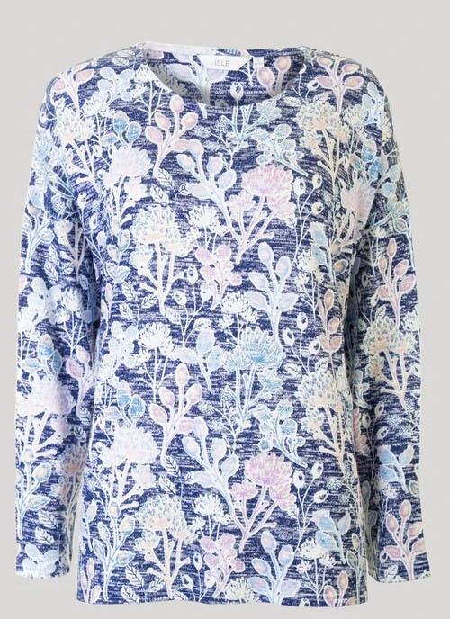 Navy Print Top 2 Navy Print Top - Image 2