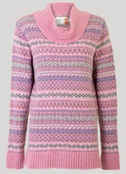 Pink Fairisle Cowl Jumper