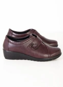 Burgundy Flower Button Shoes -Outlet The Wardrobe Edit Store 43472pvs c0f00c8024288c7