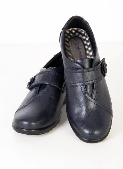 Navy Flower Button Shoes 1 Navy Flower Button Shoes