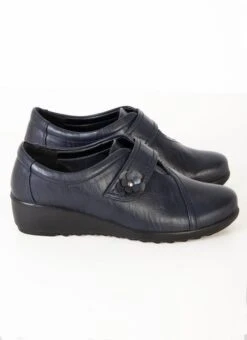 Navy Flower Button Shoes 6 Navy Flower Button Shoes -Outlet The Wardrobe Edit Store 43479pvs 8fb7086ea842bee