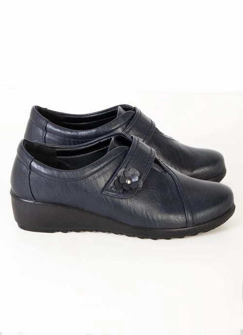 Navy Flower Button Shoes 3 Navy Flower Button Shoes - Image 3