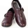 Burgundy Flower Button Shoes