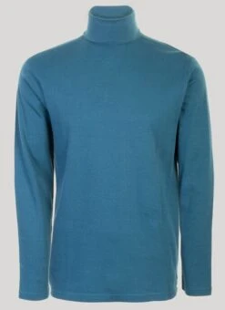Blue Roll Neck Jersey Top
