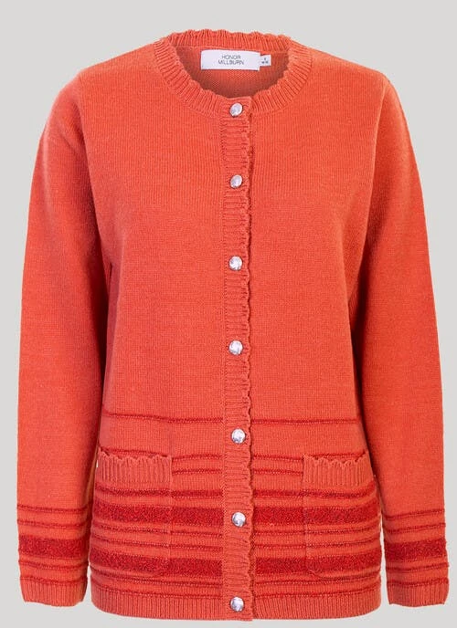 Rust Crew Neck Cardigan 2 Rust Crew Neck Cardigan - Image 2