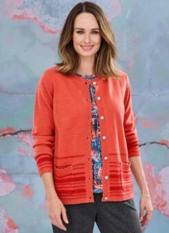 Rust Crew Neck Cardigan