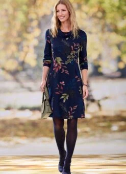 Black Cowl Print Dress