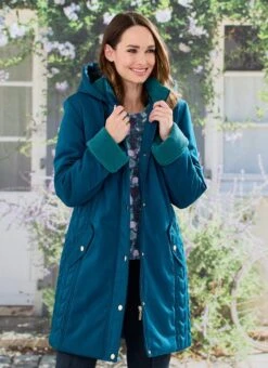 Teal Coat Quilted & Hood