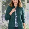 Teal Zip Front Boucle Cardigan