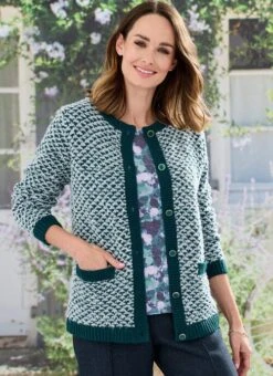 Green Boucle Cardigan