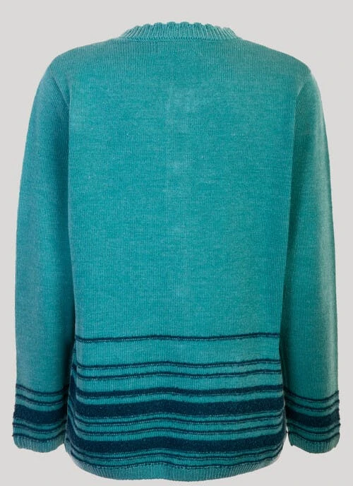 Teal Crew Neck Cardigan 3 Teal Crew Neck Cardigan - Image 3