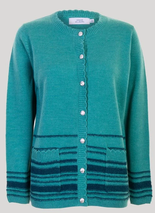 Teal Crew Neck Cardigan 2 Teal Crew Neck Cardigan - Image 2