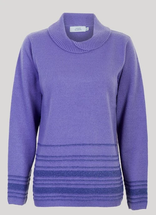 Purple Boucle Stripe Jumper 2 Purple Boucle Stripe Jumper - Image 2