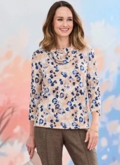 Stone Brushed Print Top