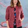 Russet Zip Front Boucle Cardigan