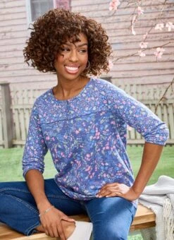 Sage Floral Print Top
