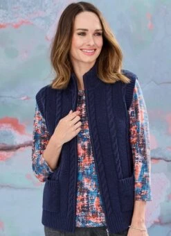 Navy Zip Front Waistcoat