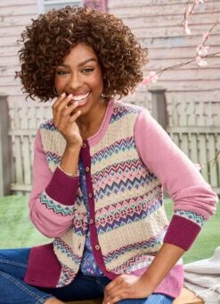 Pink Fairisle Cardigan