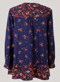 Navy Floral Printed Blouse -Outlet The Wardrobe Edit Store 44001pvs e9a8d3228319286