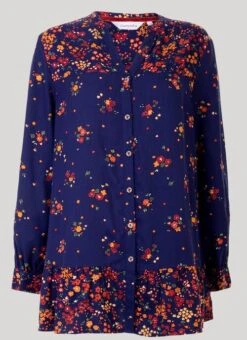 Navy Floral Printed Blouse -Outlet The Wardrobe Edit Store 44004pvs a657326d45a2183