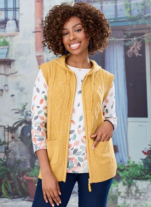 Ochre Cable Hooded Gilet 1 Ochre Cable Hooded Gilet