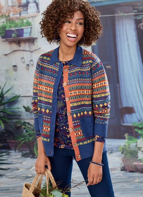 Navy Fairisle Cardigan 1 Navy Fairisle Cardigan