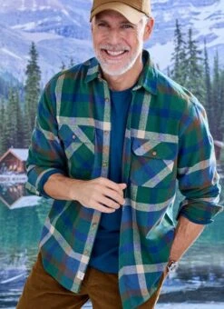 Green Twill Check Shirt