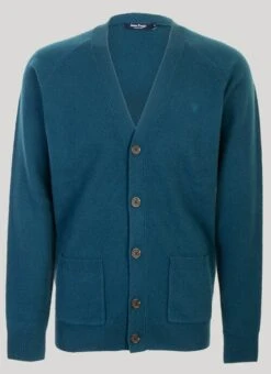 Blue Machine Washable Lambswool Cardigan