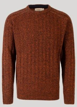 Orange Crew Neck Rib Jumper