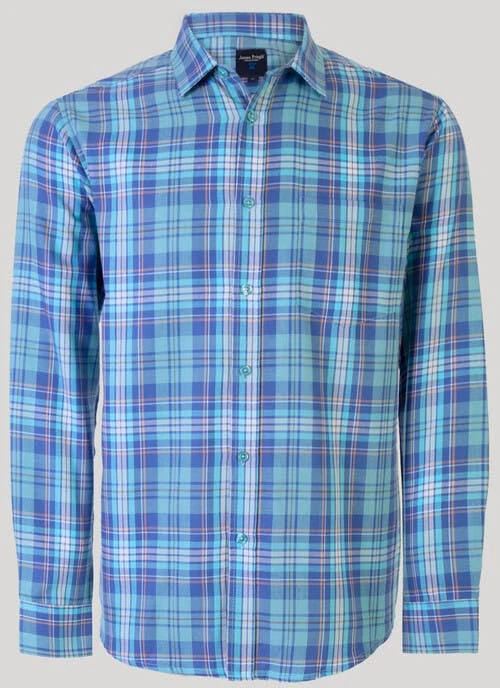 Aqua Long Sleeve Check Shirt 2 Aqua Long Sleeve Check Shirt - Image 2
