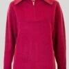 Raspberry Funnel Neck Knitted Jumper